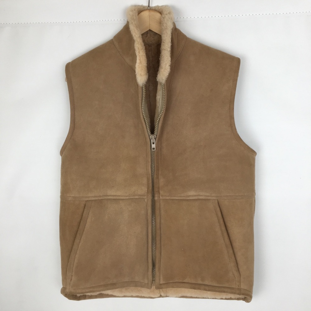 Vintage Genuine Suede Leather Shearling Vest Wool Western Cowboy 70’s 80’s